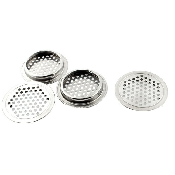 Kitchen Cabinet 65mm Dia Round Metal Mesh Hole Air Vent Louver Silver Tone 4pcs