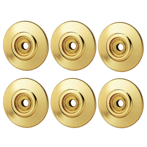 Kitchen Cabinet Door Knob Rosette Bright Brass 1.25" Dia. Round Decorative Brass Door Knob Escutcheon Back Plate Protective Tarnish Resistant Rose Covers Renovators Supply Pack of 6
