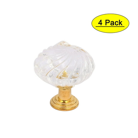 Unique Bargains Kitchen Furniture Door Single Hole Round Acrylic Pull Knobs Clear 29mm Dia 4Pcs
