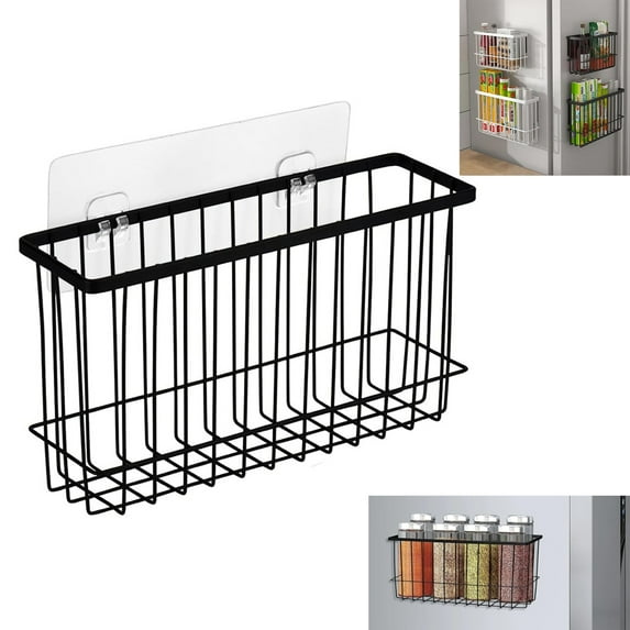 Kitchen Cabinet Door Storage Box,Tutuviw Cabinet Door Organizer,Self-Adhesive Storage Box,Wall Mounted Metal Storage Boxes,Bathroom/Cabinet/Kitchen Items Organiser Storage Box, White