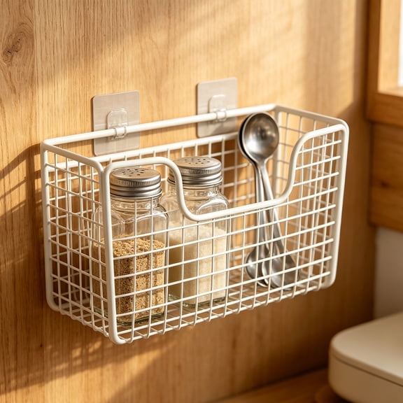 Kitchen Cabinet Door Storage Rack, Inside Cabinet Organizer for Plastic Wrap Garbage Bags Seasoning Bottles, Space Saving Kitchen Storage Holder​