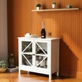 thumbnail image 1 of Kitchen Cabinet With Double Transparent Doorways - Rustic Buffet. , White Finish. Easy To Up Glass Doors Design For Home. Construction, Assemble Furniture, 1 of 4