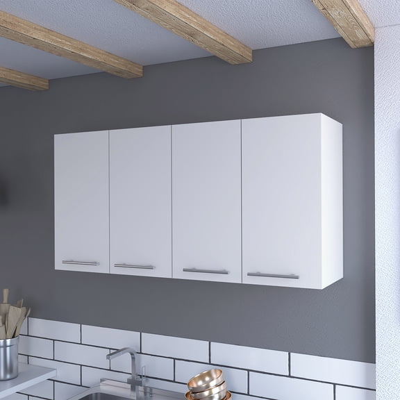 Kitchen Cabinet Durham, Four Doors, White Finish - Storage Cabinet