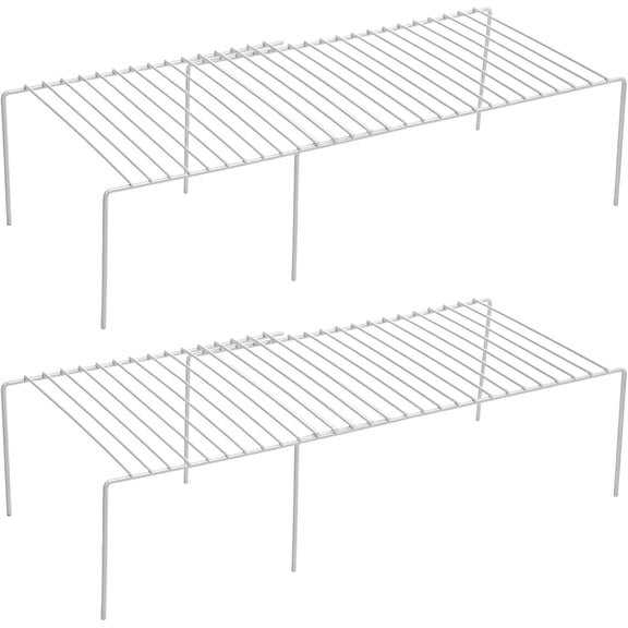 Kitchen Cabinet Expandable Shelf Organizers Set of 2, Adjustable Metal Wire Pantry Storage Shelves Rustproof Cupboard Shelf Rack for Cupboard Countertop Pantry Drawer Utensils
