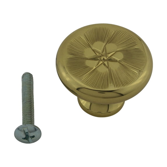 Kitchen Cabinet Knob Bright Brass Drawer Knob Finish 1 1/4" Dia Renovators Supply
