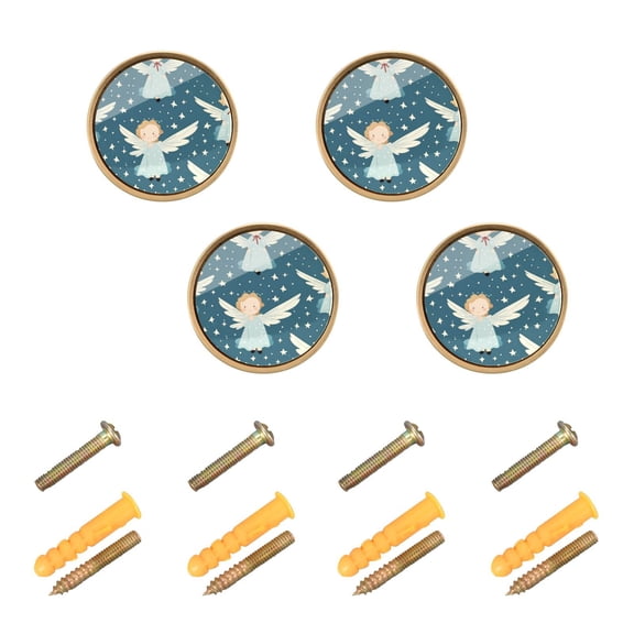 Kitchen Cabinet Knobs Angels and Star Cabinet Handles Zinc 1.25 inch Diameter 4 Pcs