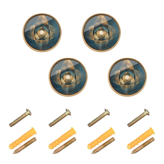 Kitchen Cabinet Knobs Cabinet Handles 1.25 inch Diameter Zinc Alloy Abstract Clear Cerulean Geometric 4 Pack