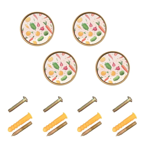 Kitchen Cabinet Knobs Cabinet Handles 1.25 inch Diameter Zinc Alloy Carrot Beet Onion 4 Pack