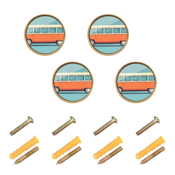 Kitchen Cabinet Knobs Cabinet Handles 1.25 inch Diameter Zinc Alloy Carton Bus 4 Pack