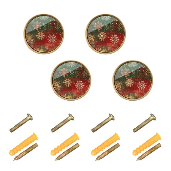Kitchen Cabinet Knobs Cabinet Handles 1.25 inch Diameter Zinc Alloy Christmas Themed Snowflakes 4 Pack