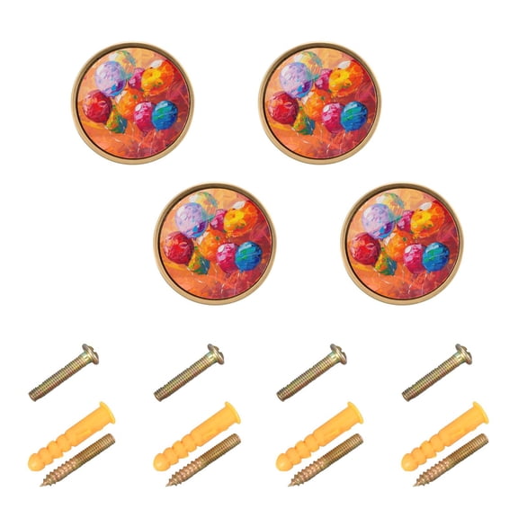 Kitchen Cabinet Knobs Cabinet Handles 1.25 inch Diameter Zinc Alloy Colorful Balloons Fly 4 Pack