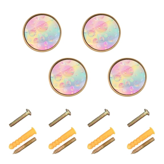 Kitchen Cabinet Knobs Cabinet Handles 1.25 inch Diameter Zinc Alloy Colorful Bubbles 4 Pack