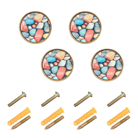 Kitchen Cabinet Knobs Cabinet Handles 1.25 inch Diameter Zinc Alloy Colorful Small Stones 4 Pack