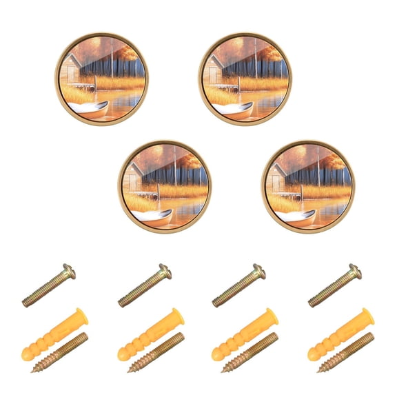 Kitchen Cabinet Knobs Cabinet Handles 1.25 inch Diameter Zinc Alloy Ducks in Boat on River 4 Pack