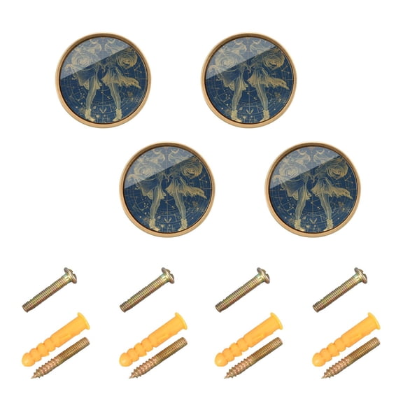 Kitchen Cabinet Knobs Cabinet Handles 1.25 inch Diameter Zinc Alloy Gemini Of Zodiac 4 Pack