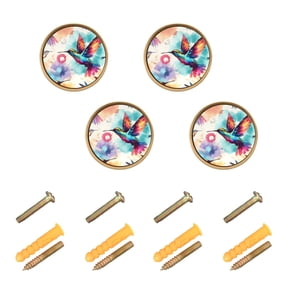 Kitchen Cabinet Knobs Cabinet Handles 1.25 inch Diameter Zinc Alloy Humming Birds Tie Dye 4 Pack