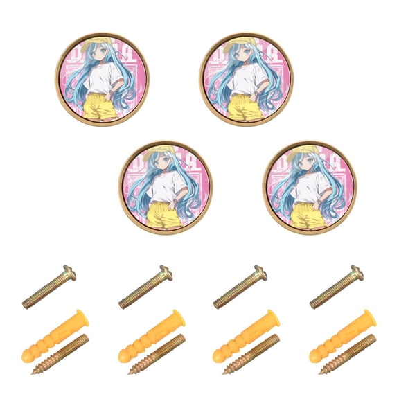 Kitchen Cabinet Knobs Cabinet Handles 1.25 inch Diameter Zinc Alloy Lovely Long Hair Girl 4 Pack