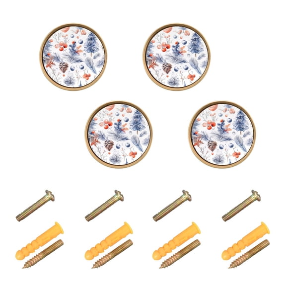 Kitchen Cabinet Knobs Cabinet Handles 1.25 inch Diameter Zinc Alloy Pine Cones Trees Leaves. 4 Pack