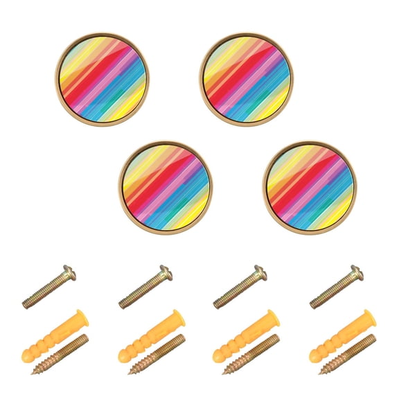 Kitchen Cabinet Knobs Cabinet Handles 1.25 inch Diameter Zinc Alloy Rainbow Lines 4 Pack