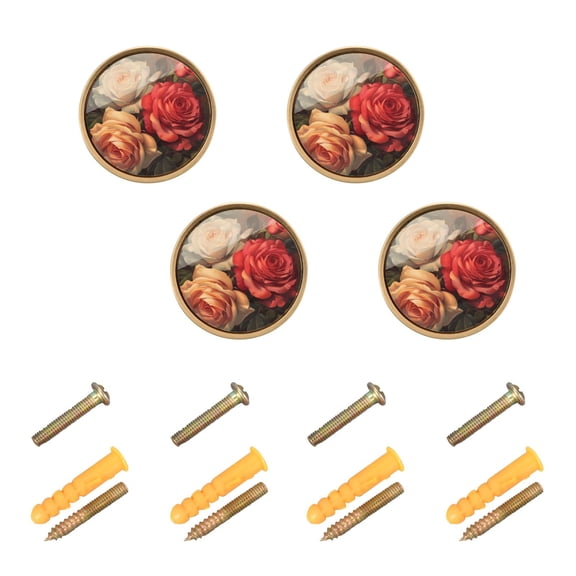 Kitchen Cabinet Knobs Cabinet Handles 1.25 inch Diameter Zinc Alloy Red Pink Cream Rose 4 Pack