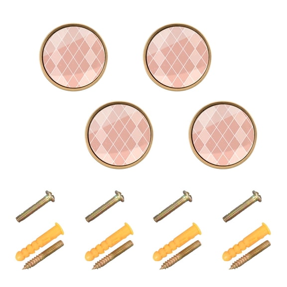 Kitchen Cabinet Knobs Cabinet Handles 1.25 inch Diameter Zinc Alloy Rose Beige Block 4 Pack
