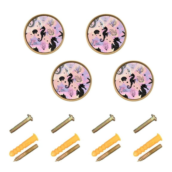 Kitchen Cabinet Knobs Cabinet Handles 1.25 inch Diameter Zinc Alloy Seahorse Coral Seashells 4 Pack