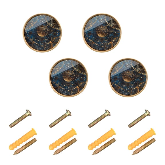 Kitchen Cabinet Knobs Cabinet Handles 1.25 inch Diameter Zinc Alloy Star Line 4 Pack
