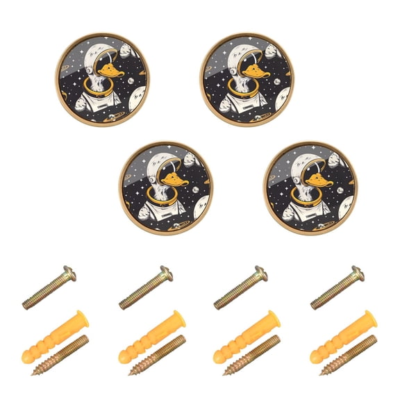 Kitchen Cabinet Knobs Cute Astronaut Duck Cabinet Handles Zinc 1.25 inch Diameter 4 Pcs