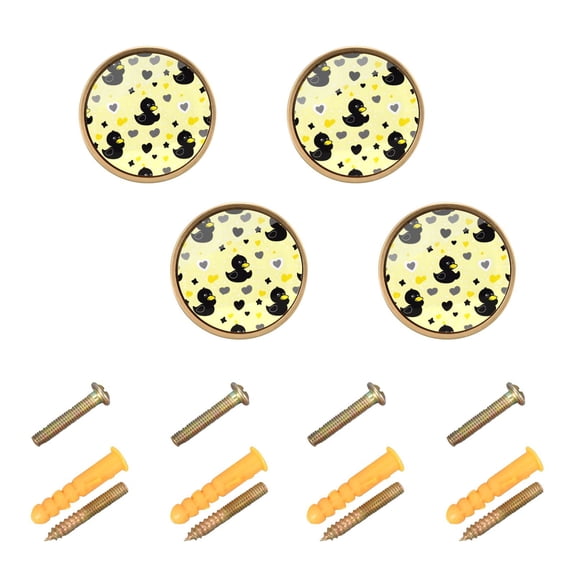 Kitchen Cabinet Knobs Cute Black Duck Cabinet Handles Zinc 1.25 inch Diameter 4 Pcs
