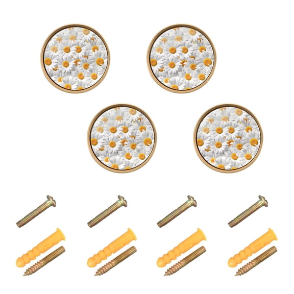 Kitchen Cabinet Knobs Cute Little Daisies Cabinet Handles Zinc 1.25 inch Diameter 4 Pcs