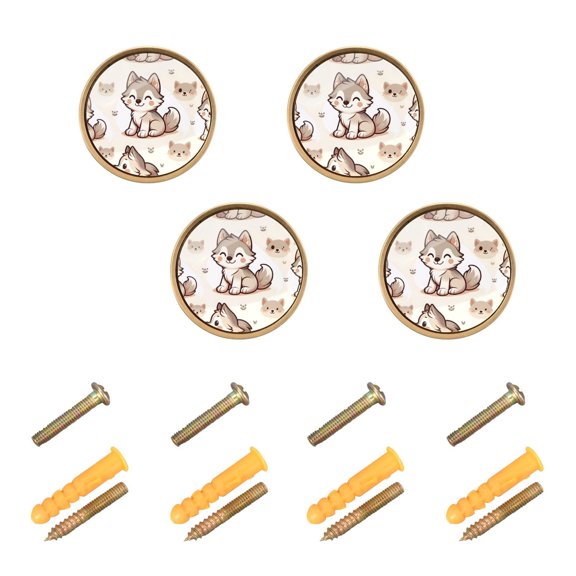 Kitchen Cabinet Knobs Cute Wolf Cabinet Handles Zinc 1.25 inch Diameter 4 Pcs