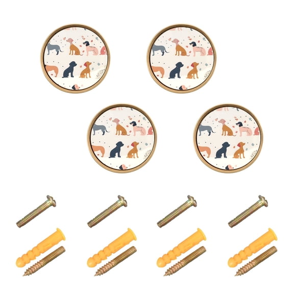 Kitchen Cabinet Knobs Dogs Outline Cabinet Handles Zinc 1.25 inch Diameter 4 Pcs