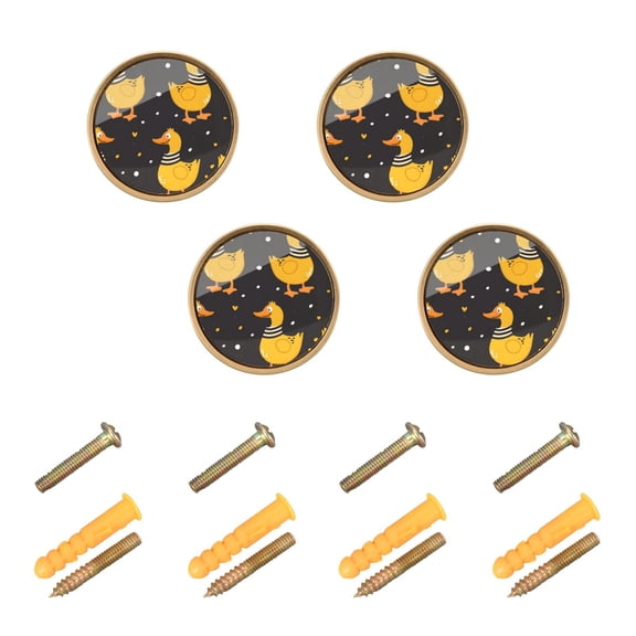 Kitchen Cabinet Knobs Funny Ducks Cabinet Handles Zinc 1.25 inch Diameter 4 Pcs