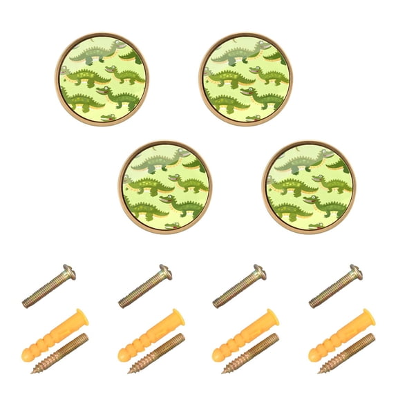 Kitchen Cabinet Knobs Funny Little Crocodile Cabinet Handles Zinc 1.25 inch Diameter 4 Pcs