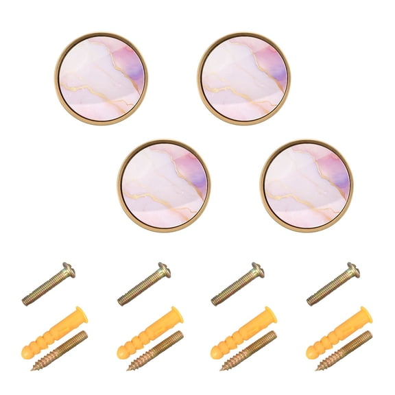 Kitchen Cabinet Knobs Light Pink Gold Marble Cabinet Handles Zinc 1.25 inch Diameter 4 Pcs