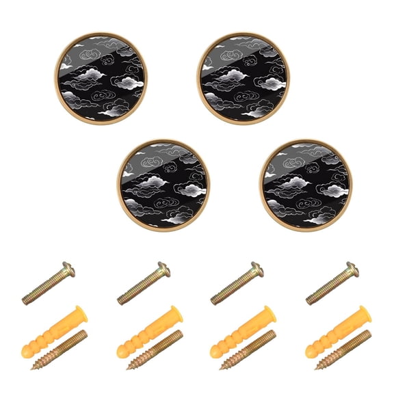 Kitchen Cabinet Knobs Line Cloud Cabinet Handles Zinc 1.25 inch Diameter 4 Pcs