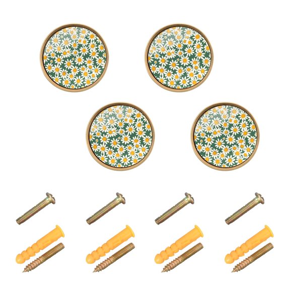 Kitchen Cabinet Knobs Many Little Daisies Cabinet Handles Zinc 1.25 inch Diameter 4 Pcs