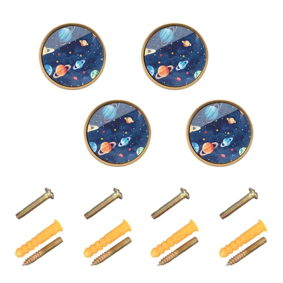 Kitchen Cabinet Knobs Planets Star Sun Cabinet Handles Zinc 1.25 inch Diameter 4 Pcs