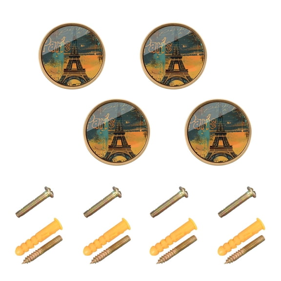 Kitchen Cabinet Knobs Retro Eifel Tower Cabinet Handles Zinc 1.25 inch Diameter 4 Pcs