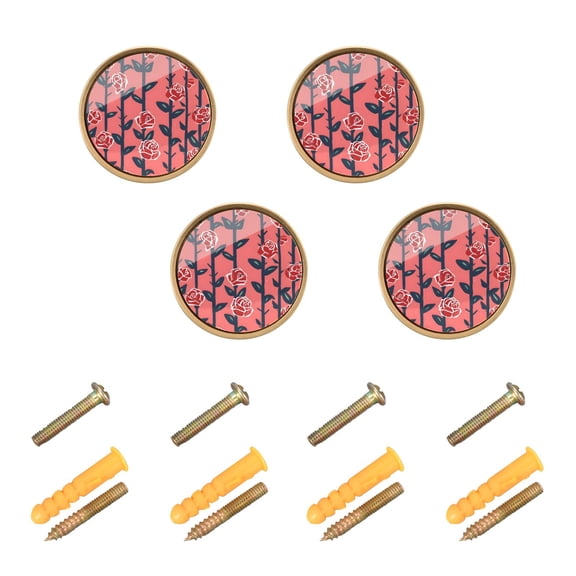 Kitchen Cabinet Knobs Rose on Stems Cabinet Handles Zinc 1.25 inch Diameter 4 Pcs