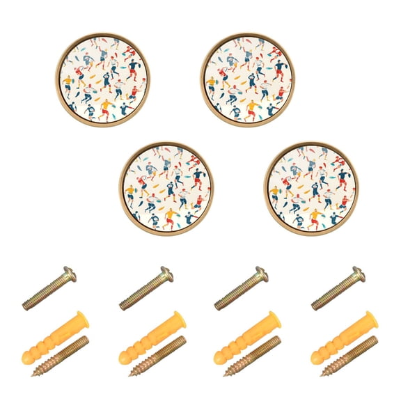 Kitchen Cabinet Knobs Rugby Sports Cabinet Handles Zinc 1.25 inch Diameter 4 Pcs