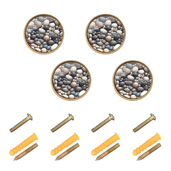Kitchen Cabinet Knobs Smooth Pebble Cabinet Handles Zinc 1.25 inch Diameter 4 Pcs