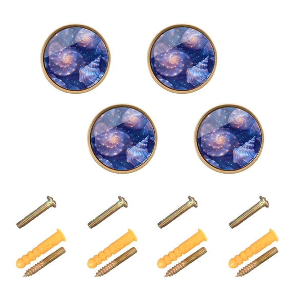 Kitchen Cabinet Knobs Starry Sky Shells Cabinet Handles Zinc 1.25 inch Diameter 4 Pcs