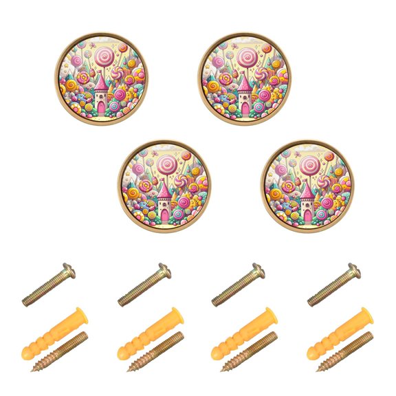 Kitchen Cabinet Knobs Sweet Candy Lollipops Cabinet Handles Zinc 1.25 inch Diameter 4 Pcs