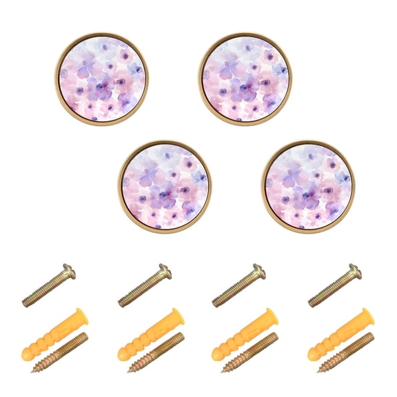 Kitchen Cabinet Knobs Sweet Watercolor Flower Cabinet Handles Zinc 1.25 inch Diameter 4 Pcs