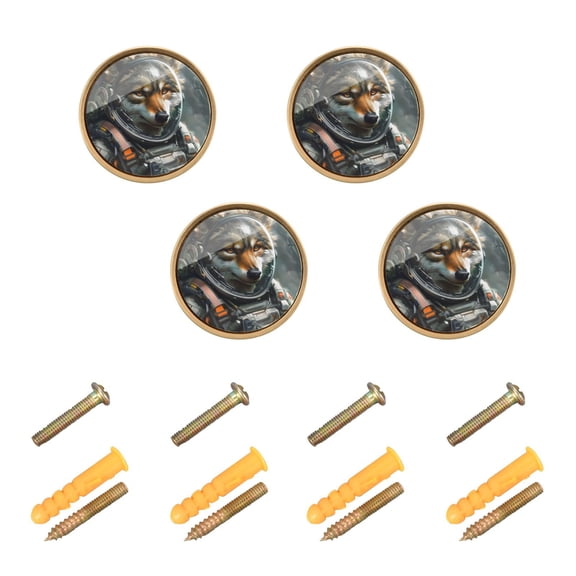 Kitchen Cabinet Knobs Wolf Astronauts Cabinet Handles Zinc 1.25 inch Diameter 4 Pcs