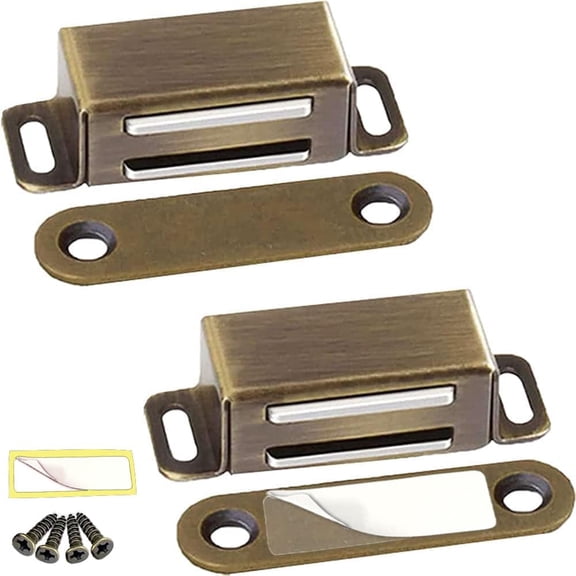 Kitchen Cabinet Magnets Closure 2 Pack Cabinet Magnetic Catch Cupboard Door Magnets Heavy Duty 15 lbs Metal RV Drawer Latch Closet Closing Stainless Steel Shutter Hardware Closer-Bronze