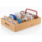 Kitchen Cabinet Organizer for Food Storage Container Lids with Adjustable Dividers Bamboo Drawer Caddy Box for Kitchen Storage And Organization