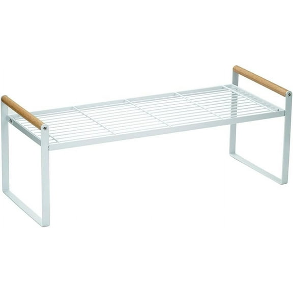 Kitchen Cabinet Shelf OrganizerWhite Metal Wire Kitchen Shelf Rack,20in Multifunctional Cupboard ShelfCountertop Shelf for Kitchen,Bathroom Cupboard Pantry, White