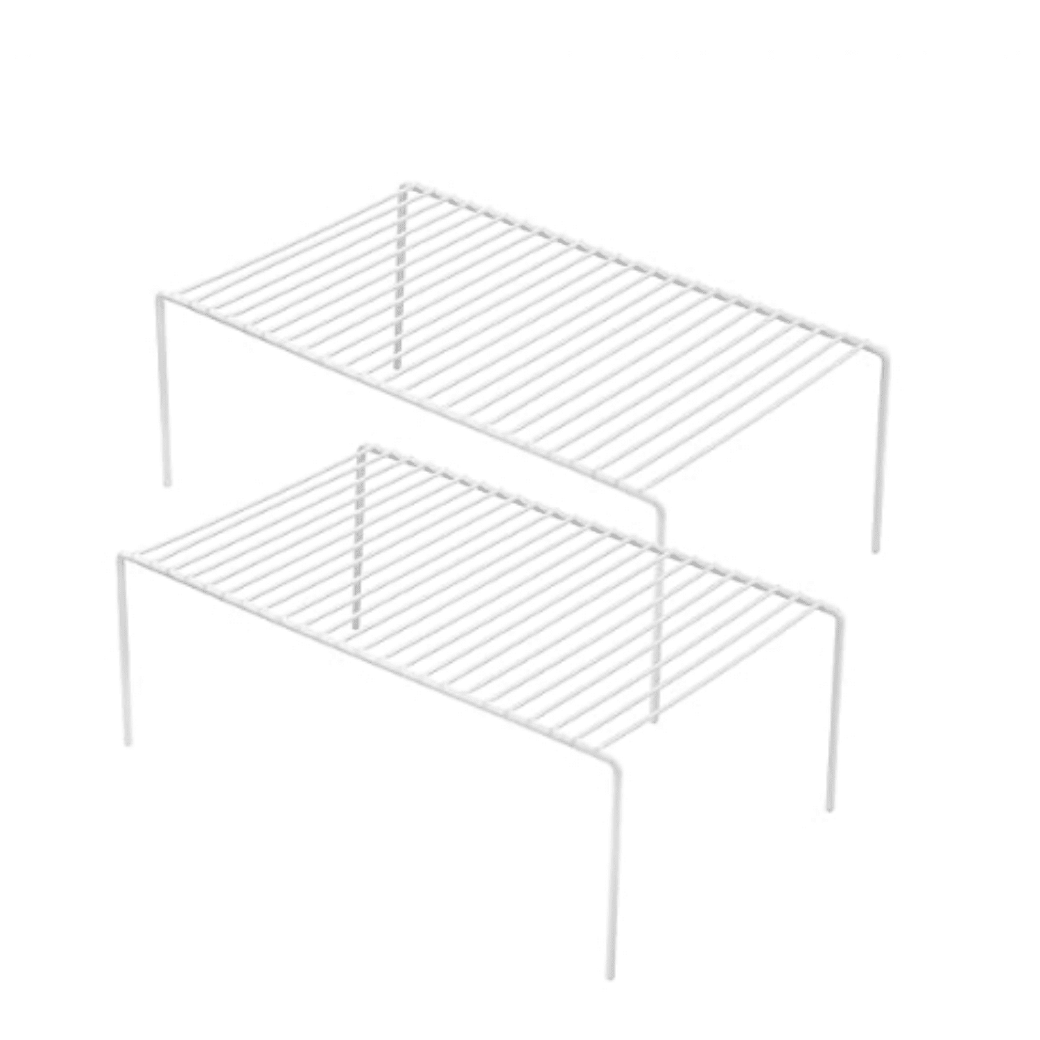 SIBAO Set Of 6 Kitchen Cabinet Shelf Organizers - 13.1 X 10.2 Inch, White Steel Racks With Plastic Feet
